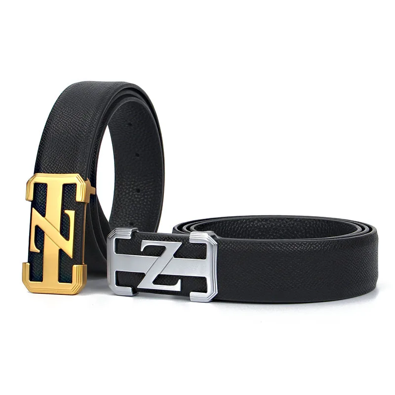 

Leather Belt Men's Genuine Leather Smooth Buckle Leather Belt Solid Brass Buckle Versatile Belt Business Men's Full-grain Leathe