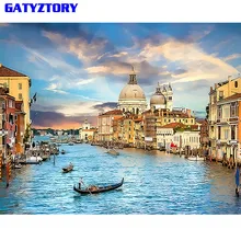 GATYZTORY Рамка Картина Венеция Сделай Сам краска по номерам набор пейзаж акриловый холст по номерам для домашнего искусства Картина Краска 60x75 см