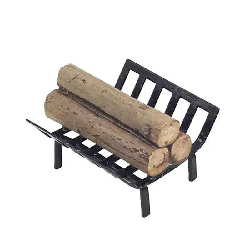 

1/12 Dollhouse Miniature Furniture Metal Rack with Firewood for Fireplace Living Room Decor Collection Gift