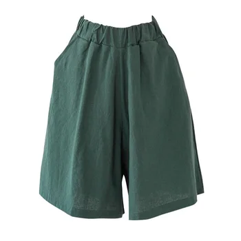

Plus Size Shorts For Women 4XL 5XL 6XL High Waist Loose Cotton Linen Harem Shorts Summer Casual Wide Leg Knee Length Trousers