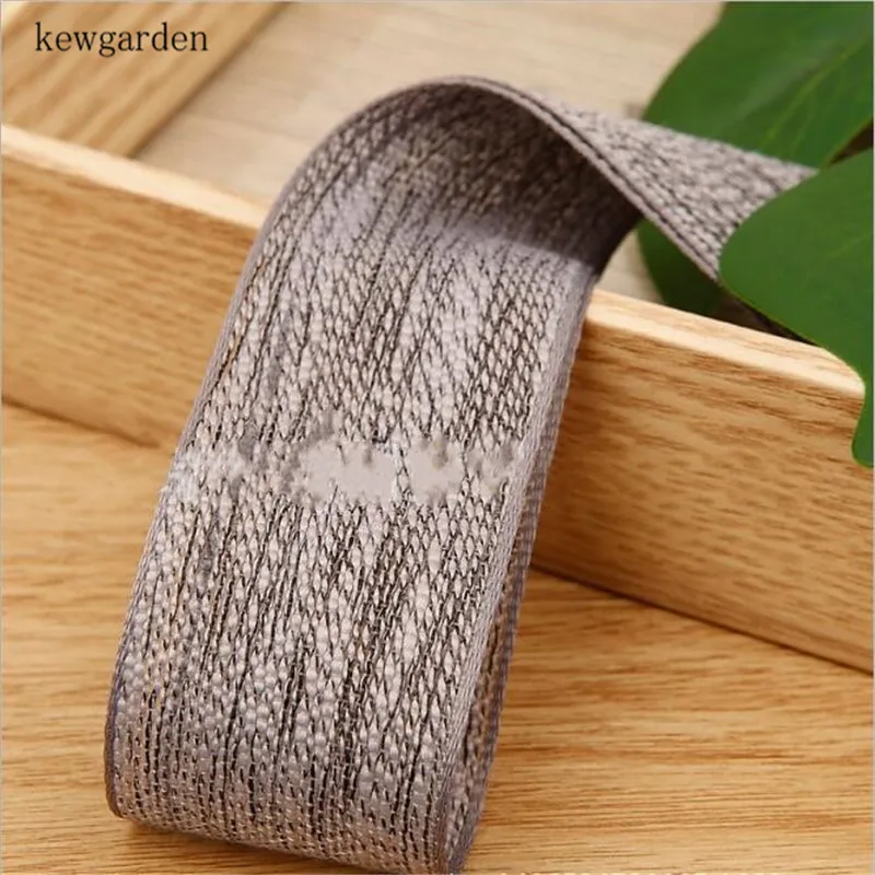 Kewgarden 38 мм 25 мм 1," 1" 2 цвета хлопок лен атласная лента вручную изготовленная лента DIY брошь бант в качестве аксессуара тесьма 20 ярдов - Цвет: Серый