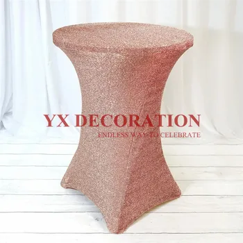 

60CM 70CM 80CM Round Shiny Cocktail Table Cover Spandex Table Cloth For Banquet Wedding Decoration