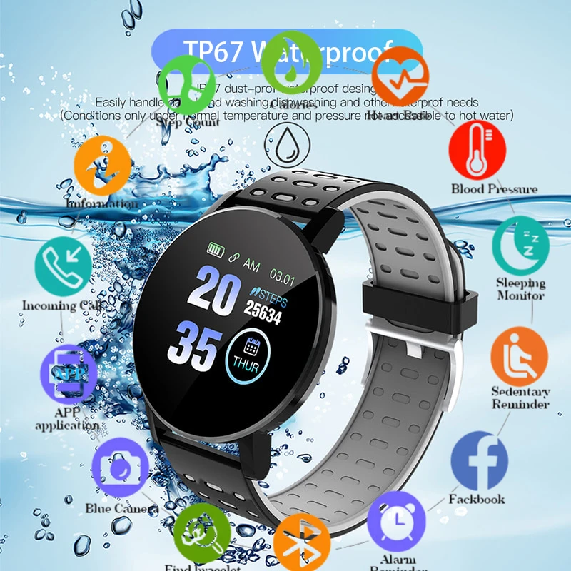 

2020 Women Fashion Smart Bracelet 119Plus Bluetooth Smart Watches Men Blood Pressure Sport smartwatch Android Ios Watch Fit Kids