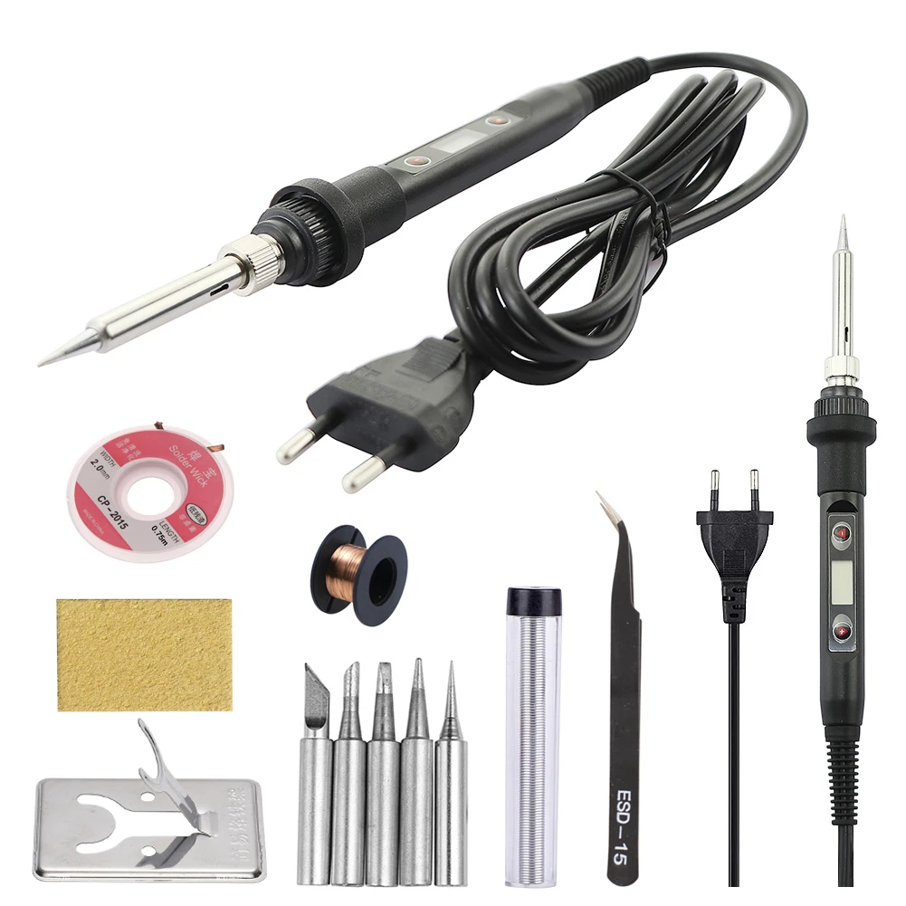 80W LCD Constant Temperature Electric Soldering Iron 220V/110V With Soldering Iron Head Welding Wire Repair Tools inverter arc welder