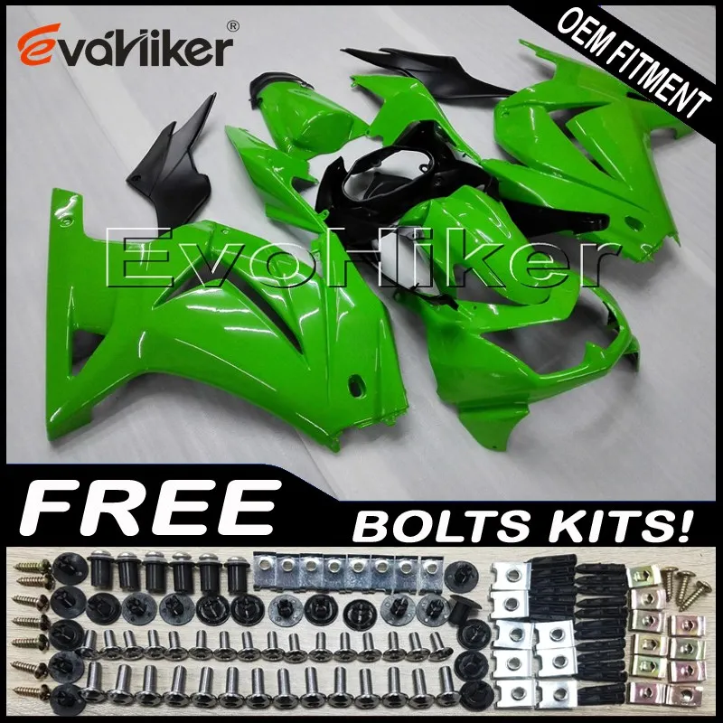 Custom fairing for ZX250R EX250 2008 2009 2010 2011 2012 ABS motor panels Body Kit Injection mold green+gifts | Автомобили и