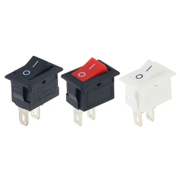 

10PCS Push Button Switch 10x15mm SPST 2Pin 3A 250V KCD11 Snap-in ON OFF Boat Rocker Switch 10MM*15MM Black Red and White