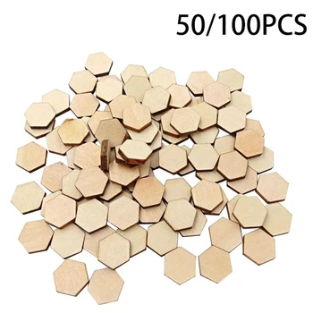 

50/100pcs Wooden Hexagonal Shape Ornaments Embellishment DIY Crafts Decorations For Crafting Scrapbooking