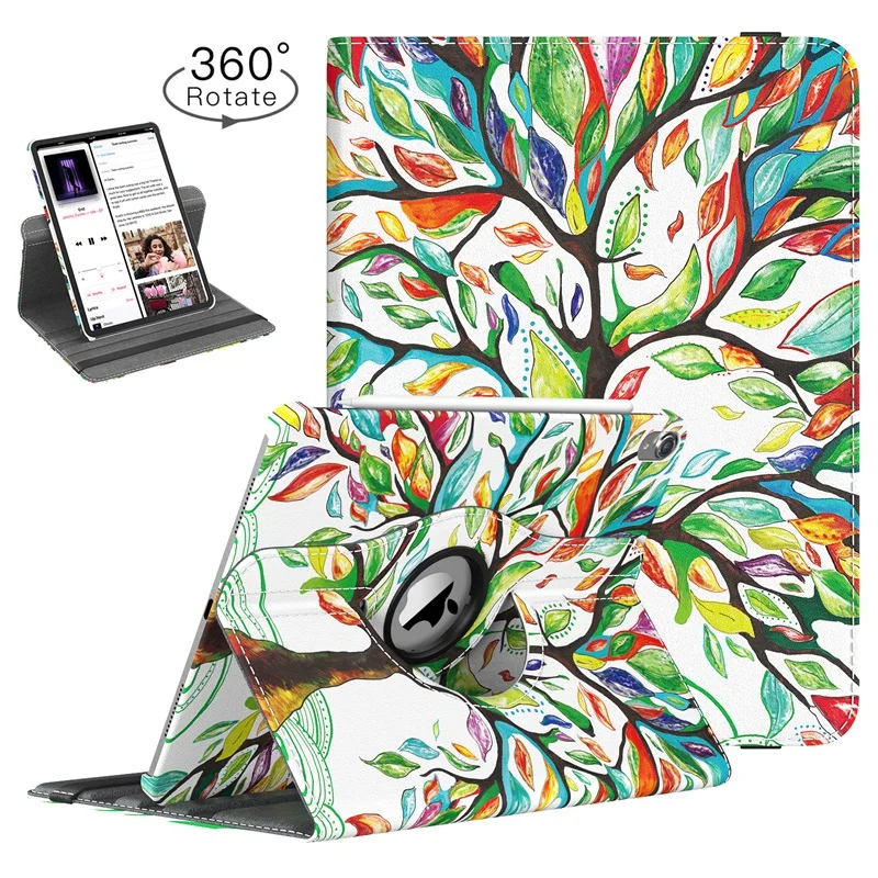 Чехол для iPad Pro 11 дюймов [Поддержка Apple Pencil Charging] 360 градусов вращающийся Смарт Кожаный Поворотный Чехол с автоматическим сном/пробуждением - Цвет: Lucky Tree