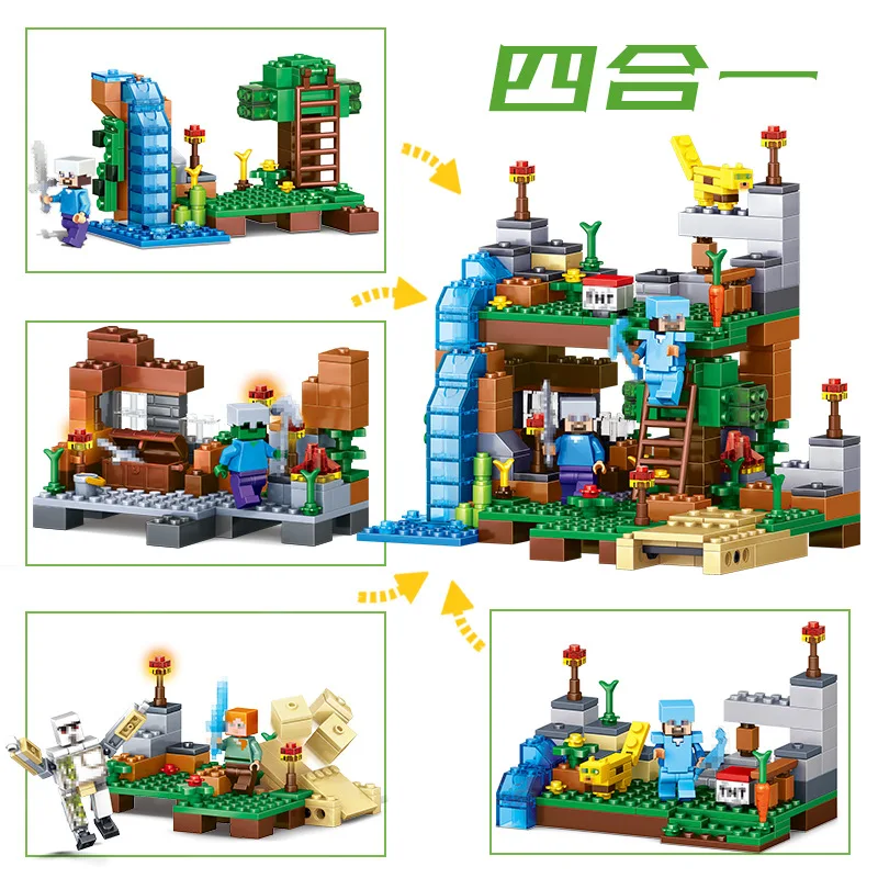 New MinecraftING Series Steve The Big Fig with Parrot Model Building Block Brick Toys for Children Gift toys for children