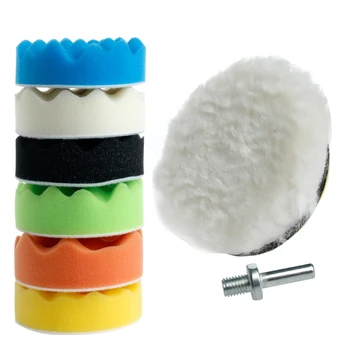 

New 8Pc 4" Sponge Polishing Waxing Buffing Pads Kit Compound Polish For Auto Car