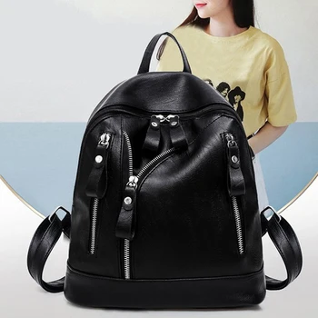 

New Korean Style Ladies Women Backpack Fashion Female Girls Wateproof Rucksack Casual PU Leather Teenager Girl School Bags Gift