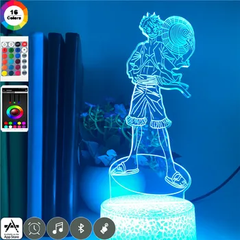 

App Control Anime light ONE PIECE Monkey D Luffy Figure Night Light Led 3d Atmosphere for Children Bedroom Bedside Table Lamp