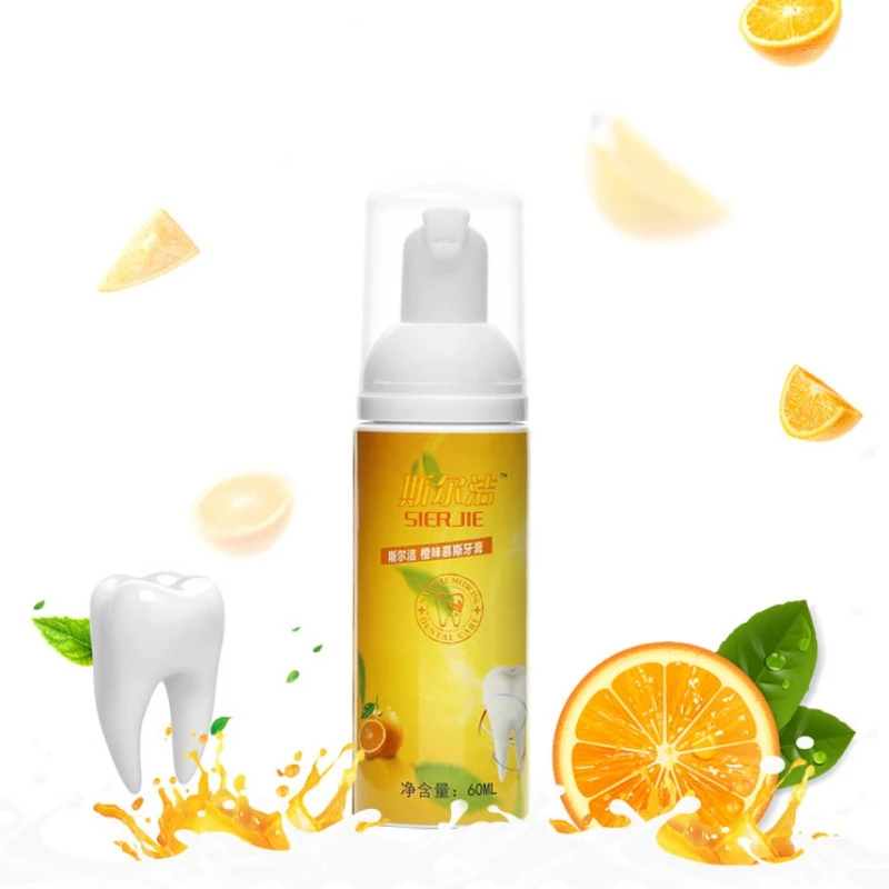 Orange Mousse Toothpaste Remove Tooth Stains Odor Whitening Teeth Form Toothpaste