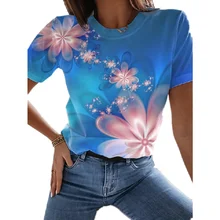 

2021NEW SUMMER Ladies 3D Arinted T-shirt Pbstract Painting Printing Trend Street Casual Short-sleeved Loose Comfortable T-shirt