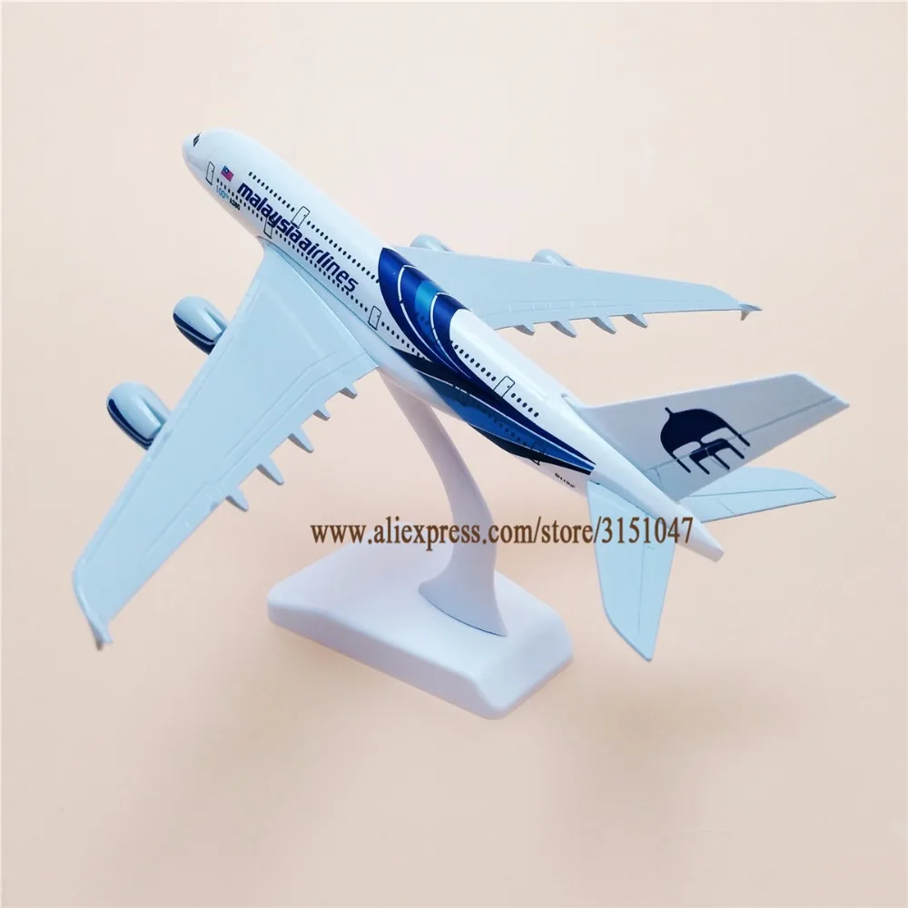 Металлическая воздушная Малайзия A380 модель самолета Малайзия Airbus 380 Airways модель самолета Стенд самолет Синий подарки 20 см