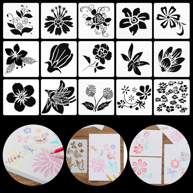 5x5 Hawaiian Flower Pattern Print Stencil, Size: 5 x 5, Beige