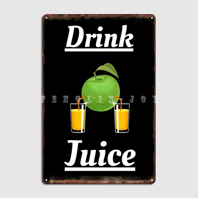 Drink Apples Juice Poster Metal Plaque Wall Decor Cinema Kitchen Funny Tin Sign | Дом и сад