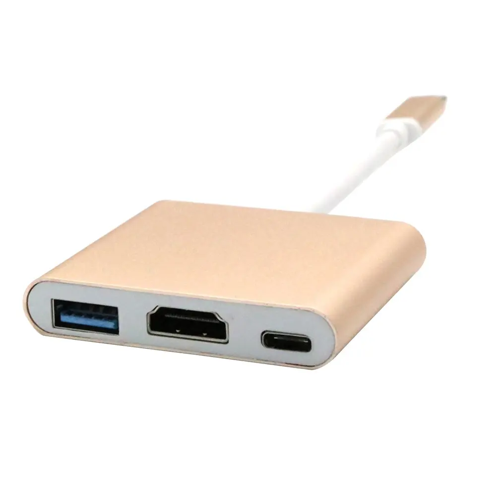 Премиум Тип C USB 3,1-Usb-C 4K HDMI USB 3,0 кабель-адаптер 3 в 1 концентратор для компьютера портативный бытовой Кабель-адаптер