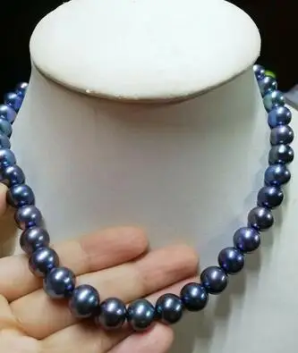 

NEW ARRIVE PHON PICTURE 9-10MM TAHITIAN Malachite GREEN PEARL NECKLACE 18"