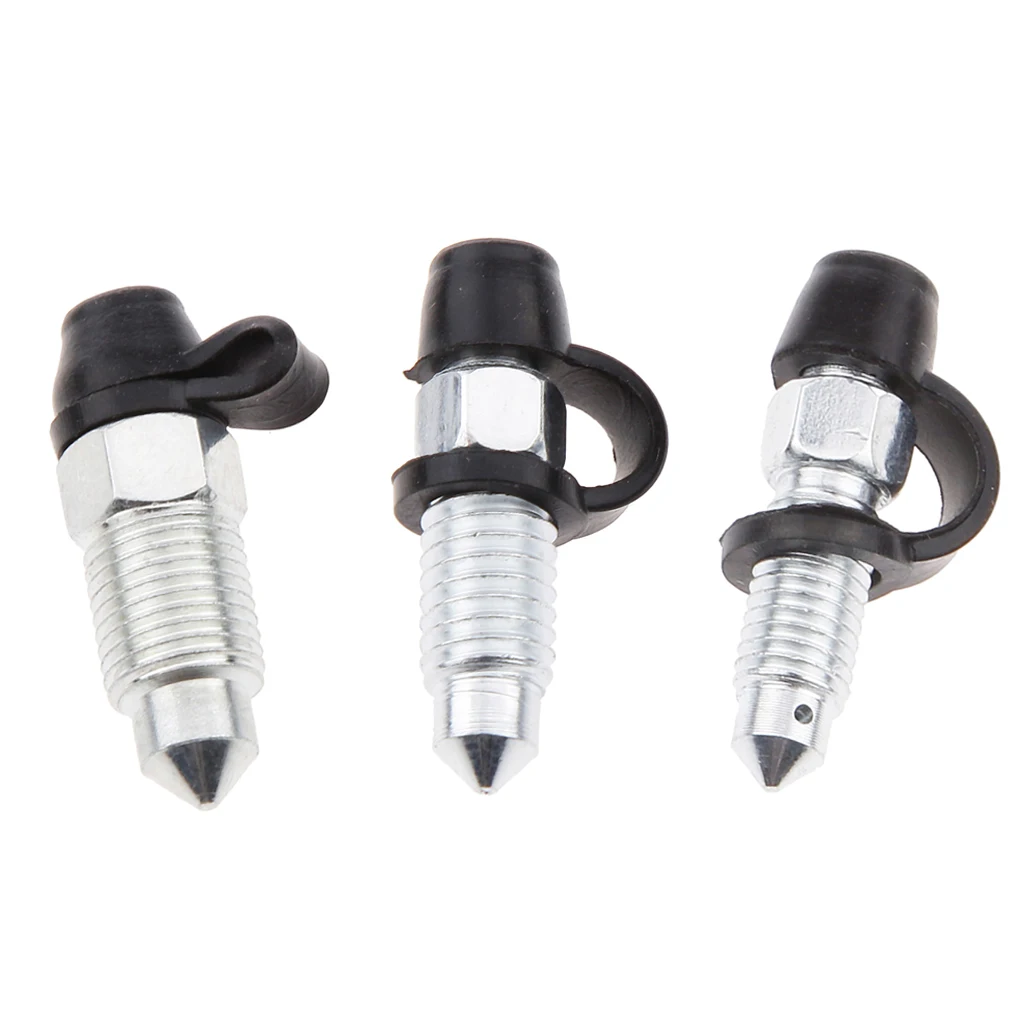 Steel Brake Caliper Bleed Screw Nipple for Motorcycle 3 x brake bleeder screw caps