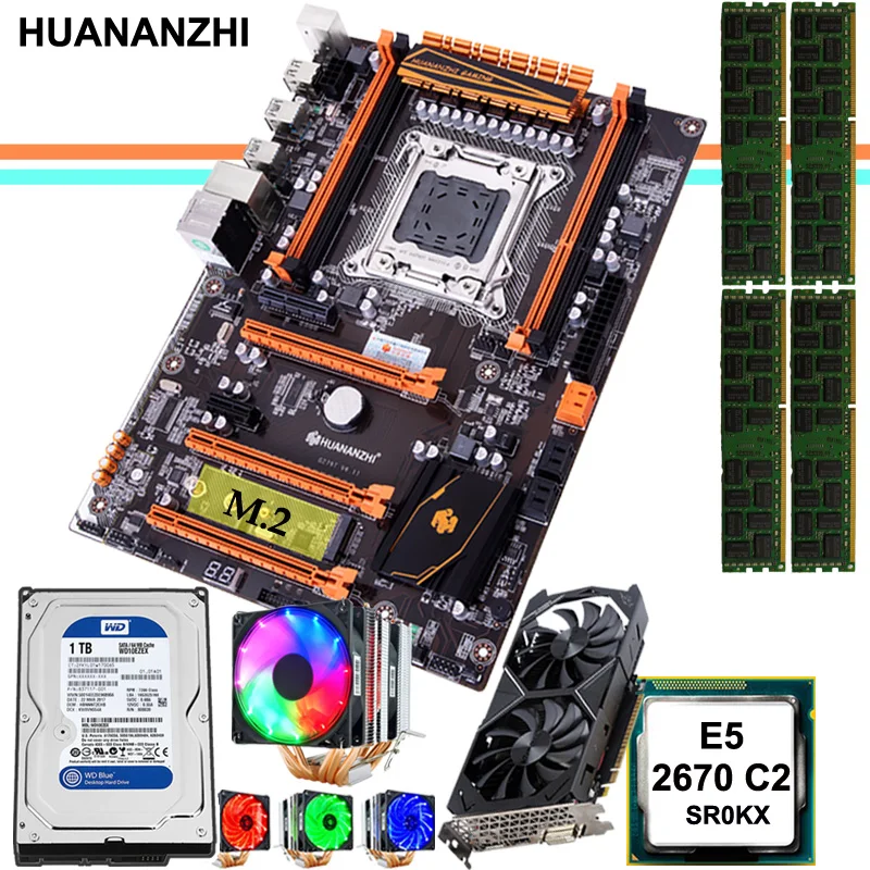 Материнская плата HUANANZHI deluxe X79 CPU RAM combos с 1 ТБ SATA HDD GTX1050Ti 4G видеокарта E5 2670 C2 32G DDR3