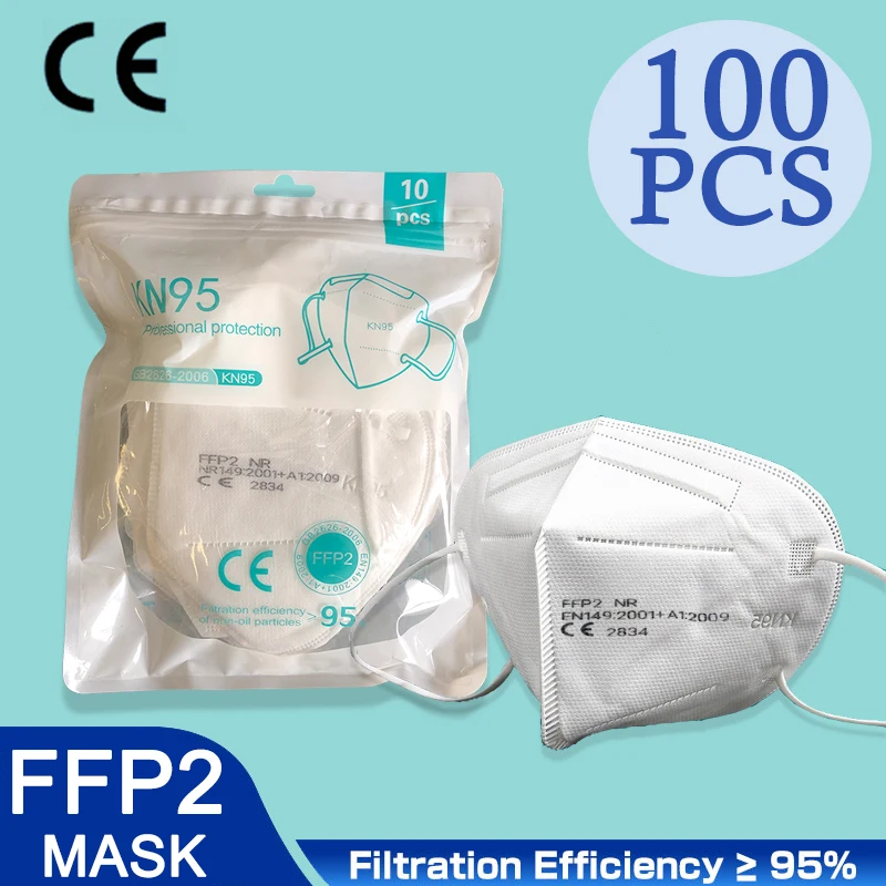 100 Pieces CE FFP2 Mask 5 Layers KN95 Dust Masks Face Protective FPP2 Mascarillas Filter Respirator FPP3 FFP3 Reusable