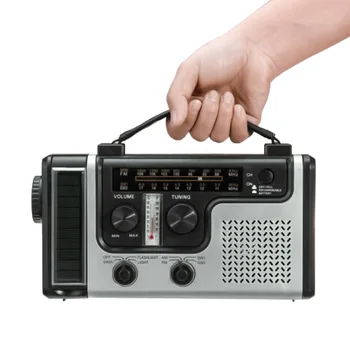 

Emergency Portable AM FM SW1 SW2 Radio Hand Crank Self Powered Solar Radios with Flashlight and Reading Light with Outdoor