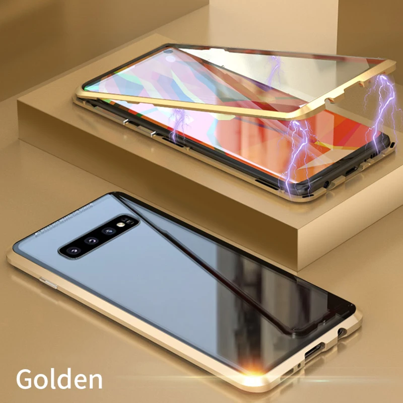Gold Двухсторонний чехол для телефона из закаленного стекла с магнитной защитой от царапин и падений JHP-Best - Цвет: Gold