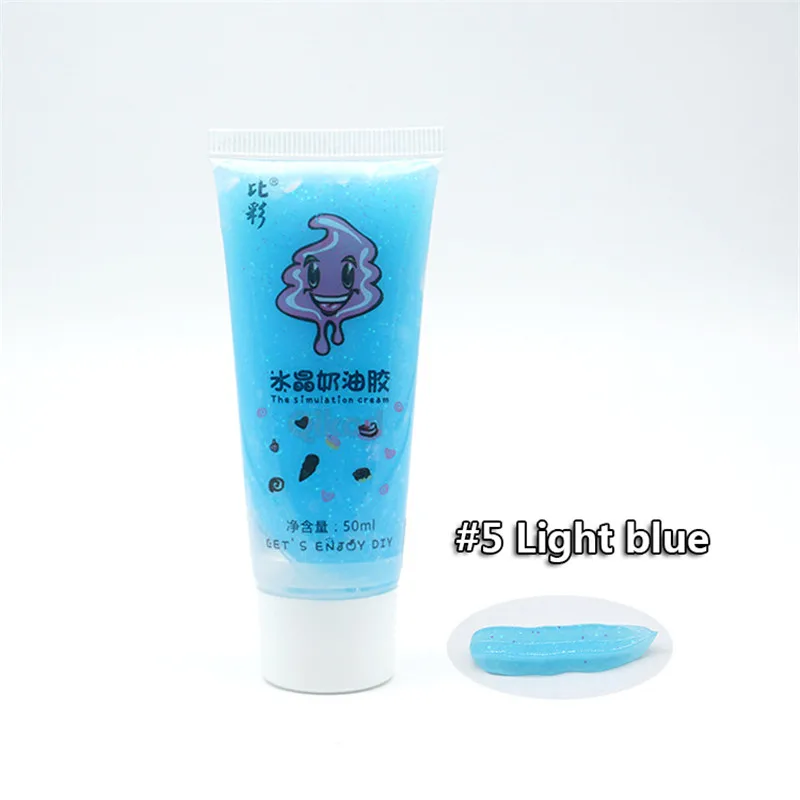 Light Blue 5 12 цветов 50 мл DIY моделирование слизи мороженое гель чехол для телефона торт крем Шоколадный клей для ногтей мягкая глина Decorati материал подарок для девочки - Цвет: Light Blue 5