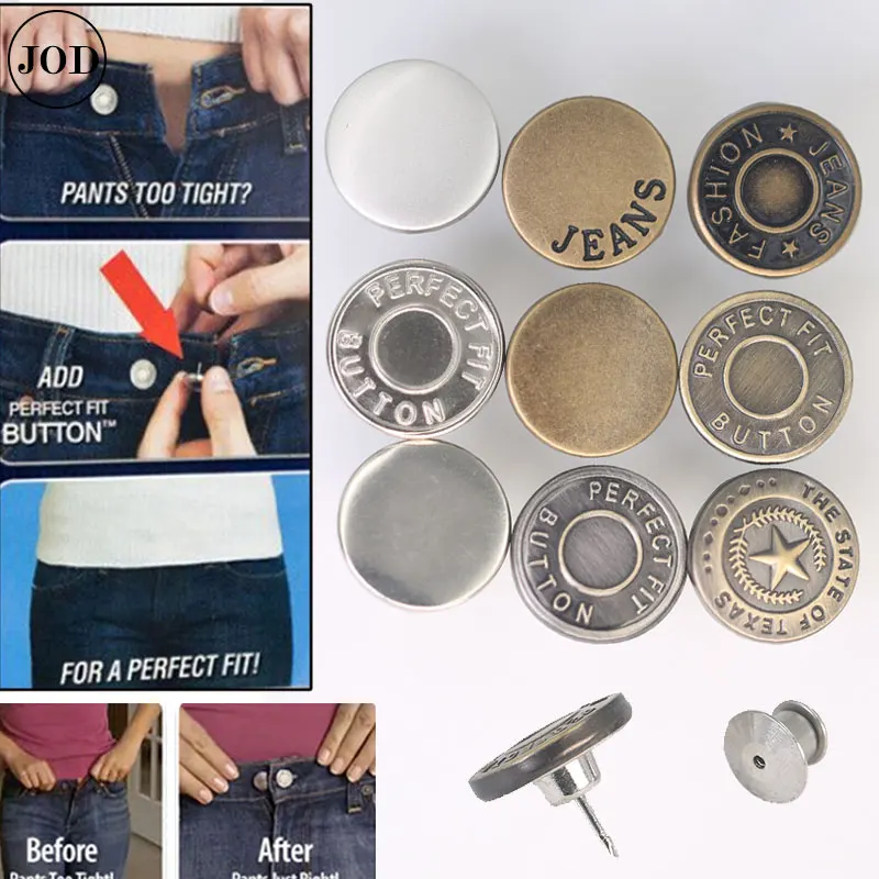 

Snap Fastener Metal Pants Buttons for Clothing Jeans Perfect Fit Adjust Button self Increase Reduce Waist 17mm Free Nail Sewing