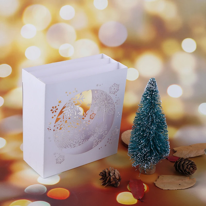 1 шт открытки счастливого Нового года Счастливого Рождества открытки 3D Снежинка лазерные открытки Бумага Ремесло всплывающая Подарочная коробка для фестиваля поздравление