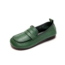 

2021 Fashion Simple Slip-On Loafers Women Soft Genuine Leather Lazy Shoes Light Breathable Ladies Flat Work Shoes Comfy Footwear