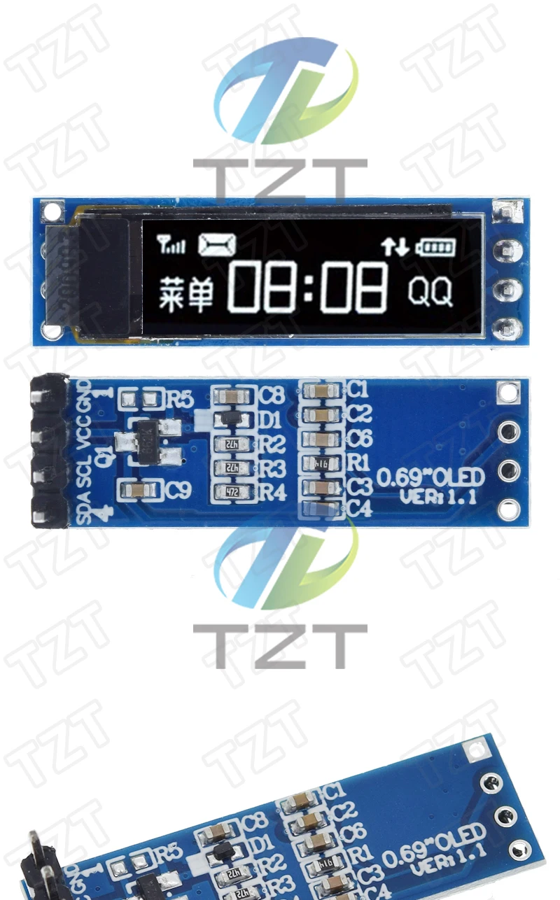 1/3PCS 0,69 zoll 96x16 OLED Display Modul Weiß Display 0,69 "SSD1306 LCD Screen Control Board für Arduino 3-5,5 V IIC Interface – Detail 3