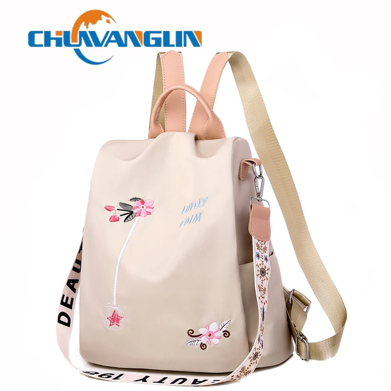 Embroidery Backpack School-Bag Teenage-Girls Women Fashion Chuwanglin for T701303 Female