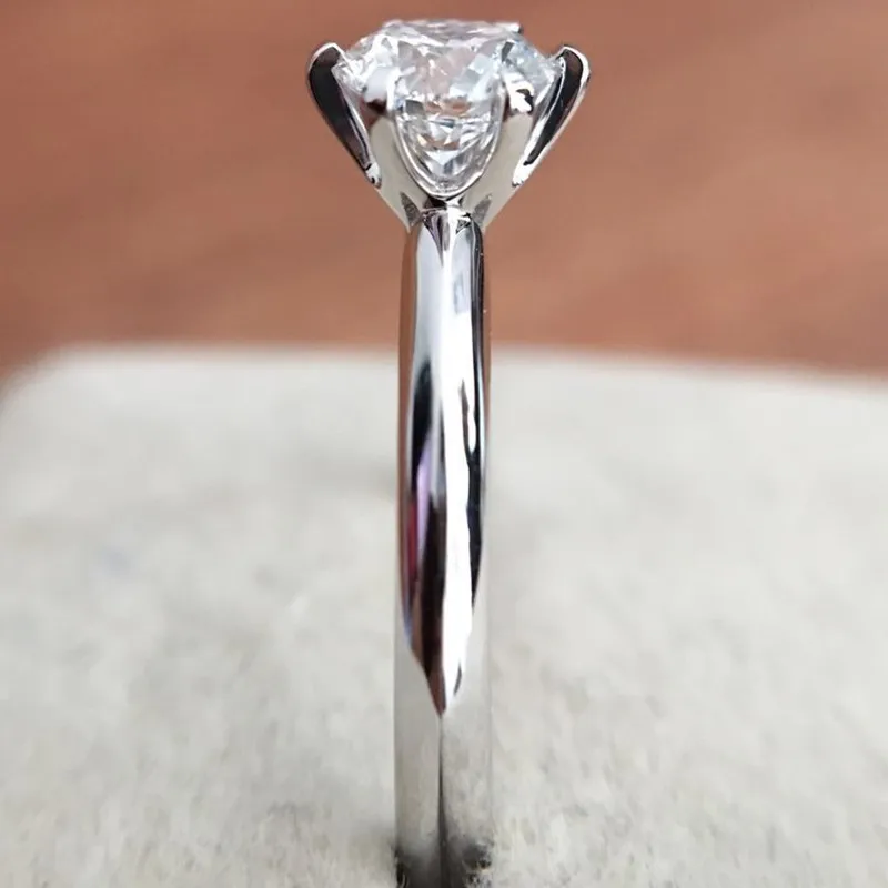 Классическое кольцо Moissanite из стерлингового серебра 925 пробы, простой стиль, 1 карат, IJ цвет, Ювелирное кольцо на головщину