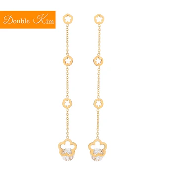 

Small Flower Zircon Stud Earrings Titanium Stainless Steel Inlaid Zircon Gold Color Earrings Fashion Trendy Women Jewelry