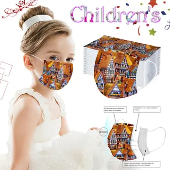 

10-60pcs Children's Face Mask Disposable Face Masks Christmas printed Dust Proof 3Ply Ear Loop Mouth Cover Maschere Fashion