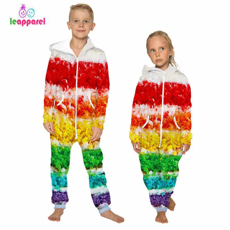 TJ10023 LEAPPAREL/Детский комбинезон с 3D-принтом, с принтом скелета, для мальчиков и девочек, свободная осенне-зимняя верхняя одежда с длинными рукавами - Цвет: TJ10023