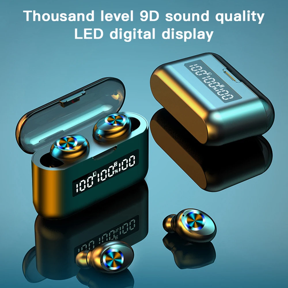 LOVEBAY TWS Wireless 5 0 Bluetooth Earphone 3 LED Power Display 9D Stereo HIFI Sound 2000mAh charging Waterproof With Microphone