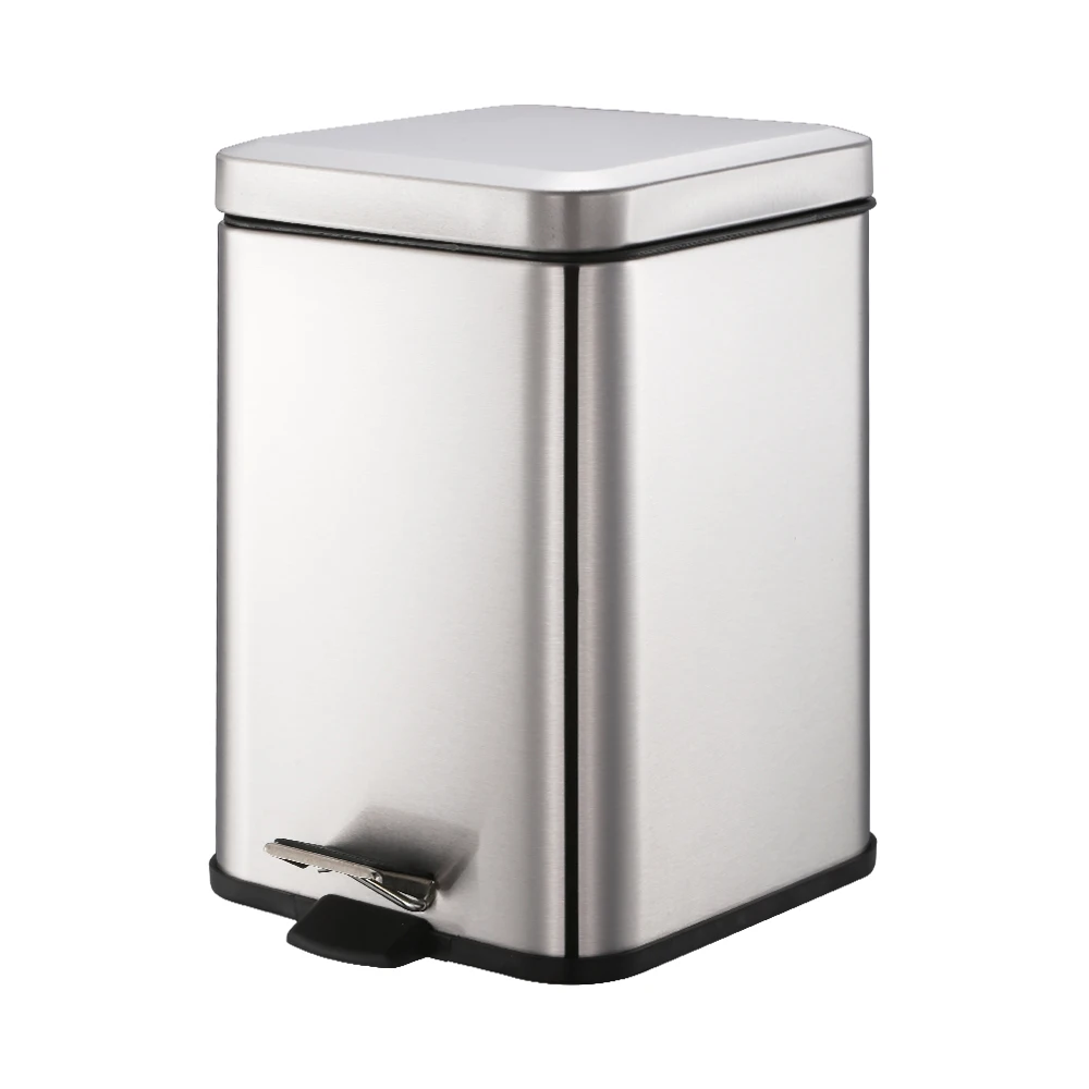 

Smartbin 6L Stainless Steel Step Pedal Trash Can Dust Bin Garbage Can Waste Basket Fingerprint Proof with Lid Kitchen Silver