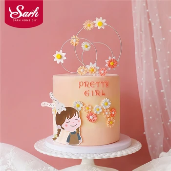 

Forest Style Little Daisy Rabbit Girl Happy Birthday Cake Toppers Decoration Party Decorations For Baking Lovely Gifts