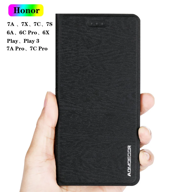 Кожаный флип чехол для Huawei Honor 7A 7S 7X 7C Pro 6A 6C 6X Play 3 мобильный телефон Кошелек