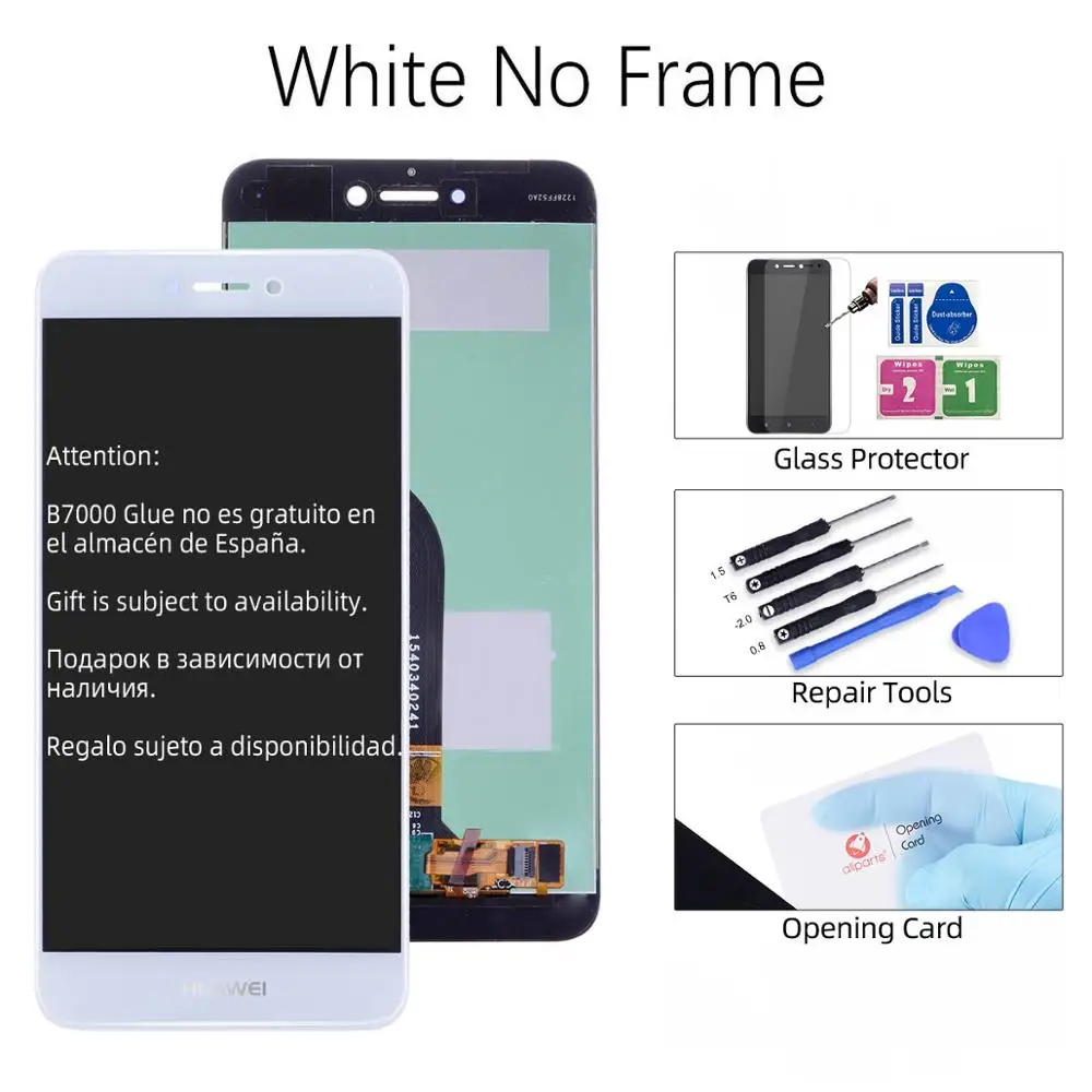 Дисплей для HUAWEI P8 Lite LCD в сборе с тачскрином на рамке 5.2‘’ черный золото белый синий - Цвет: White No Frame