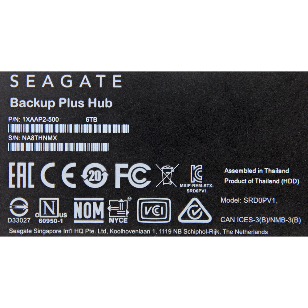 Жесткий диск Seagate Original USB 3.0 6Tb STEL6000200 Backup Plus Hub 3.5" черный