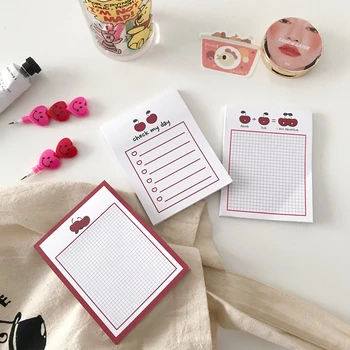 

50Sheets/Lot Kawaii Korean INS Red Cherry Memo Pad N Times Sticky Notes Portable Notepad School Office Supply Stationery