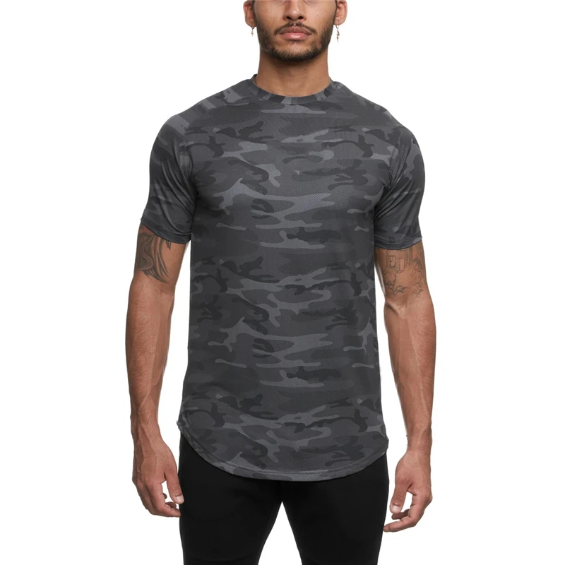 

2020 Summer camouflage Bodybuilding Fitness Mens Short Sleeve T-shirt GymS Shirt Men Muscle Tights brand Fitness T Shirt Tops