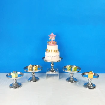 

Crystal cake stand set Electroplating gold mirror face fondant cupcake sweet table candy bar table decorating