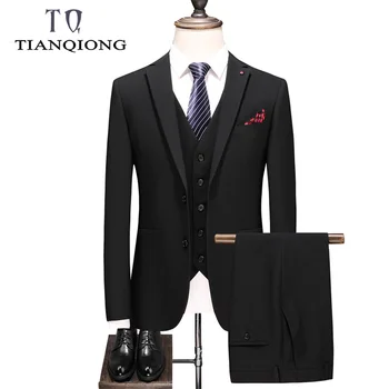 

2019 Latest Coat Pant Italian Worsted Groom Suit Men Formal Business Suit Two Button Black Suit/western Wedding Groom Wear Suits