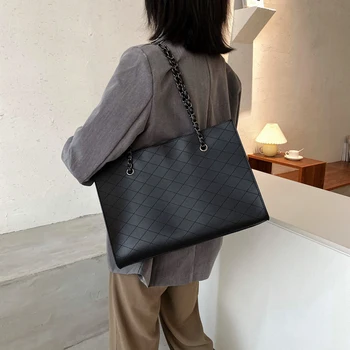 

「2 in 1」 Popular Lingge Women Tote Bags High-quality Chain Bags Large-capacity Solid Color Women's Single Shoulder Bag Messenger