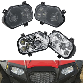 

Black chrome ATV Accessories Led Lights Atv Headlights for Polaris RZR XP 900 New LED head light RZR 800 LED projector headlamp
